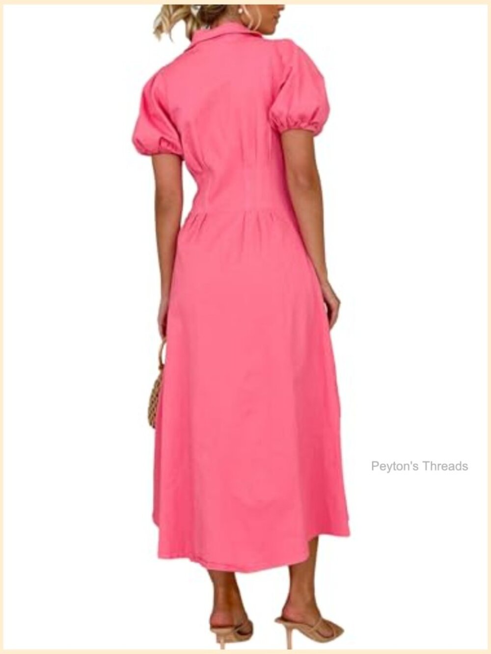 Womens Ditsy Floral Button Down Dress Midi - Picture 2 of 6